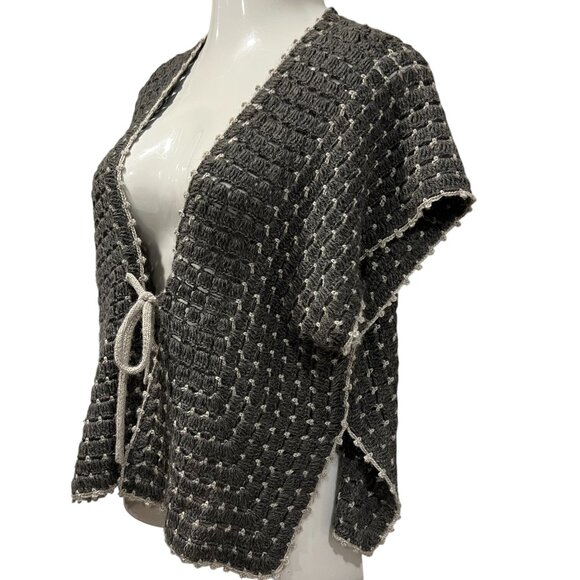 Anthropologie Moth Crochet Boxy V-neck Vest, Gray, S - Picture 9 of 12